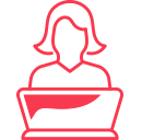 student on laptop icon red